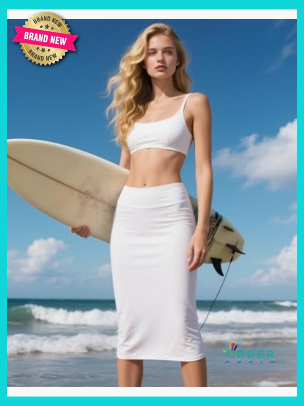 Midi Length Swim Skirt With 2-In-1 Leggings Hidden Zipper Pockets Modest 26" View 3